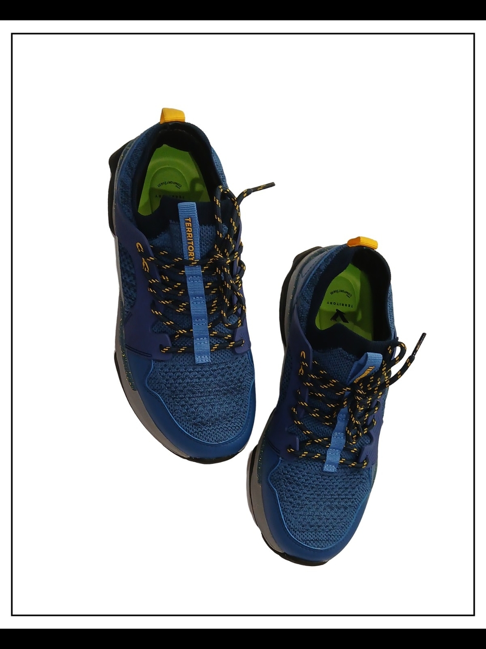 Men's Athletic Sneakers in Blue with Yellow Accents -